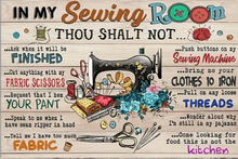 Load image into Gallery viewer, Rules for My Sewing Room Metal Sign
