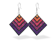 Leather Quilt Earrings - Seaside Sunset