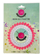 Load image into Gallery viewer, Tula Pink Unicorn Head Straight Pins
