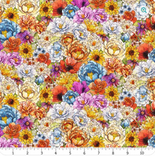 Load image into Gallery viewer, Lumin/White Owl - Growing in Color - Packed Floral - 1/2 YARD CUT
