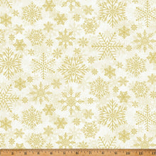 Load image into Gallery viewer, Hoffman - Winter's Eve - Natural/Gold Snowflakes - 1/2 YARD CUT
