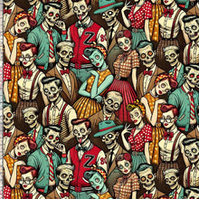 Load image into Gallery viewer, Timeless Treasures - Wicked Willow - Fifties Zombies - 1/2 YARD CUT
