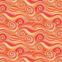 Load image into Gallery viewer, P&amp;B Textiles - Wild Waters - Sea Swirls - Orange and Yellow - 1/2 YARD CUT
