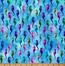 Load image into Gallery viewer, Hoffman - Whale Song - Sea Horse - Ocean Aquatic - 1/2 YARD CUT
