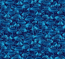 Load image into Gallery viewer, Timeless Treasures - Electric Ocean - Bioluminescente Mushrooms Blue - 1/2 YARD CUT
