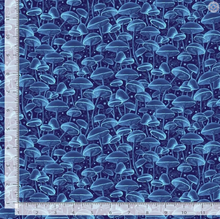 Load image into Gallery viewer, Timeless Treasures - Electric Ocean - Bioluminescente Mushrooms Blue - 1/2 YARD CUT
