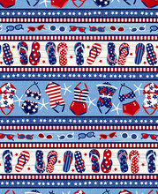 Load image into Gallery viewer, Studio E - Star-Spangled Beach - Chambray Stripe - 1/2 YARD CUT
