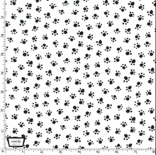 Load image into Gallery viewer, Michael Miller - Black &amp; White - Paw Prints - 1/2 YARD CUT
