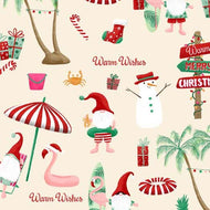Michael Miller - Holiday Gnomes - Deck the Palms Cream - 1/2 YARD CUT