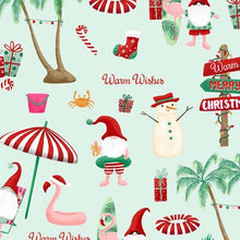 Load image into Gallery viewer, End of Bolt - Holiday Gnomes - Deck the Palms Seafoam - 29"
