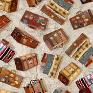 Michael Miller - All Aboard - Traveling Trunks - 1/2 YARD CUT