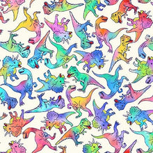 Load image into Gallery viewer, Michael Miller - Dino Pizza Party - Rainbow Dinosaur - 1/2 YARD CUT
