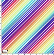 Load image into Gallery viewer, Michael Miller - Dino Pizza Party - Rainbow Bias - 1/2 YARD CUT
