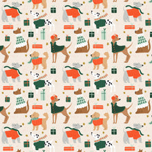 Load image into Gallery viewer, Cotton + Steel Fabrics - Merry Pawmas - Dapper Dogs - Cream Metallic Fabric - 1/2 YARD CUT
