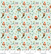 Load image into Gallery viewer, Cotton + Steel Fabrics - Merry Pawmas - Barkmas Tree - Light Mint Metallic Fabric - 1/2 YARD CUT
