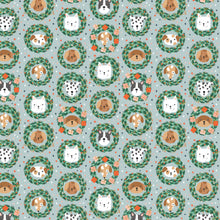 Load image into Gallery viewer, Cotton + Steel Fabrics - Merry Pawmas - Bark and Bough - Sky Metallic Fabric - 1/2 YARD CUT
