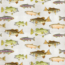 Load image into Gallery viewer, Camelot - Fishful Thinking - Fish Taxidermy - 1/2 YARD CUT
