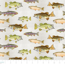 Load image into Gallery viewer, Camelot - Fishful Thinking - Fish Taxidermy - 1/2 YARD CUT

