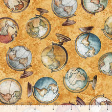 Load image into Gallery viewer, QT Fabrics - Globetrotter - Globes Apricot - 1/2 YARD CUT
