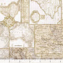 Load image into Gallery viewer, QT Fabrics - Globetrotter - Travel Maps Parchment - 1/2 YARD CUT
