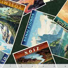 Load image into Gallery viewer, QT Fabrics - On the Road Again - National Park Postcards - 1/2 YARD CUT
