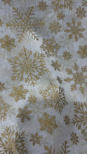 Load and play video in Gallery viewer, Hoffman - Winter's Eve - Natural/Gold Snowflakes - 1/2 YARD CUT

