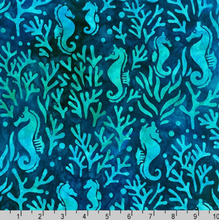 Load image into Gallery viewer, Robert Kaufman - Totally Tropical - Seahorses Ocean - 1/2 YARD CUT
