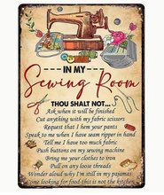 Load image into Gallery viewer, Rules for My Sewing Room Metal Sign
