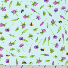 Load image into Gallery viewer, Robert Kaufman - Honey Flower - Thistle &amp; Bees Blue - 1/2 YARD CUT
