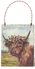 Load image into Gallery viewer, Floral Highland Cow Hanging Decor
