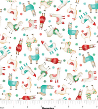 Load image into Gallery viewer, Benartex - Happy Llamadays - Little Llamas White - 1/2 YARD CUT

