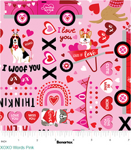 Load image into Gallery viewer, Benartex - Love You Fur-Ever - XOXO Words Pink - 1/2 YARD CUT
