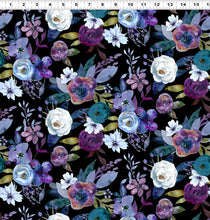 Load image into Gallery viewer, Clothworks - Midnight Dreams - Garden Black - 1/2 YARD CUT
