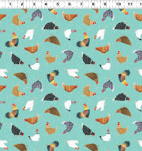 Load image into Gallery viewer, Clothworks - Simple Life - Chickens Mint - 1/2 YARD CUT
