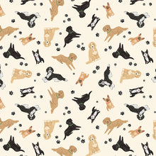 Load image into Gallery viewer, Clothworks - Homebodies - Tossed Dogs in Cream - 1/2 YARD CUT
