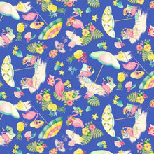Load image into Gallery viewer, Kanvas - Fun in the Sun - Flamingo Paradise Medium Blue - 1/2 YARD CUT

