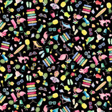 Load image into Gallery viewer, Kanvas - Fun in the Sun - Motifs Black - 1/2 YARD CUT
