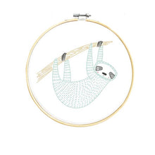 Load image into Gallery viewer, completed sloth embroidery kit
