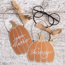 Load image into Gallery viewer, Orange Give Thanks &amp; Blessed Pumpkin Hanging Decor
