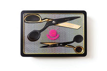 Load image into Gallery viewer, Tula Pink Black &amp; Gold Scissor Tin
