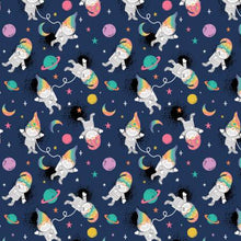 Load image into Gallery viewer, Camelot - Magical Space - Navy Space Gnomes - 1/2 YARD CUT
