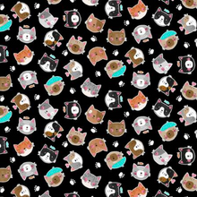 Load image into Gallery viewer, Wilmington - Purrfect Partners - Black Cat Toss - 1/2 YARD CUT
