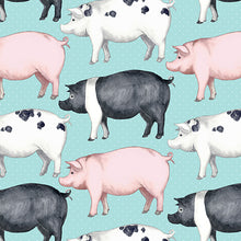 Load image into Gallery viewer, Kanvas - Rise 'n Shine - Pigs &amp; Dots Aqua - 1/2 YARD CUT
