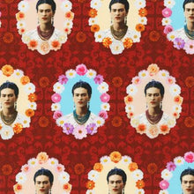 Load image into Gallery viewer, Robert Kaufman - Frida Kahlo - Red Floral Frame - 1/2 YARD CUT
