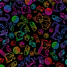 Load image into Gallery viewer, Timeless Treasures - Bright Cat and Mouse Rainbow - 1/2 YARD CUT
