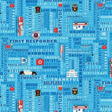 Load image into Gallery viewer, Timeless Treasures - Everyday Heroes - Blue First Responders - 1/2 YARD CUT - Dreaming of the Sea Fabrics
