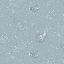 Load image into Gallery viewer, Lewis &amp; Irene - Sounds of the Sea - Jellyfish Dance Dusky Turquoise - 1/2 YARD CUT

