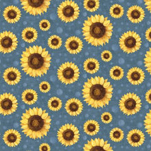 Load image into Gallery viewer, P&amp;B Textiles - Sun Flowers Blue  - 1/2 YARD CUT
