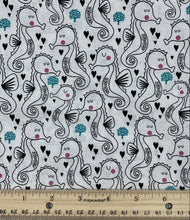 Load image into Gallery viewer, Craft Cotton Company - Sweet Little Seahorses - White - 1/2 YARD CUT - Dreaming of the Sea Fabrics
