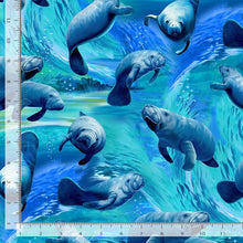 Load image into Gallery viewer, Timeless Treasures - Playful Manatee - 1/2 YARD CUT
